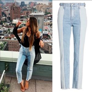 AG Light Patchwork Jeans Light Wash Panel High-Rise Straight Crop Jeans …